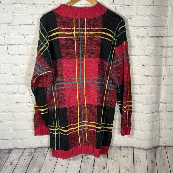 Best American Clothing Co. Sweater Mens Red Plaid L Large Ramie Cotton Blend - Picture 3 of 6